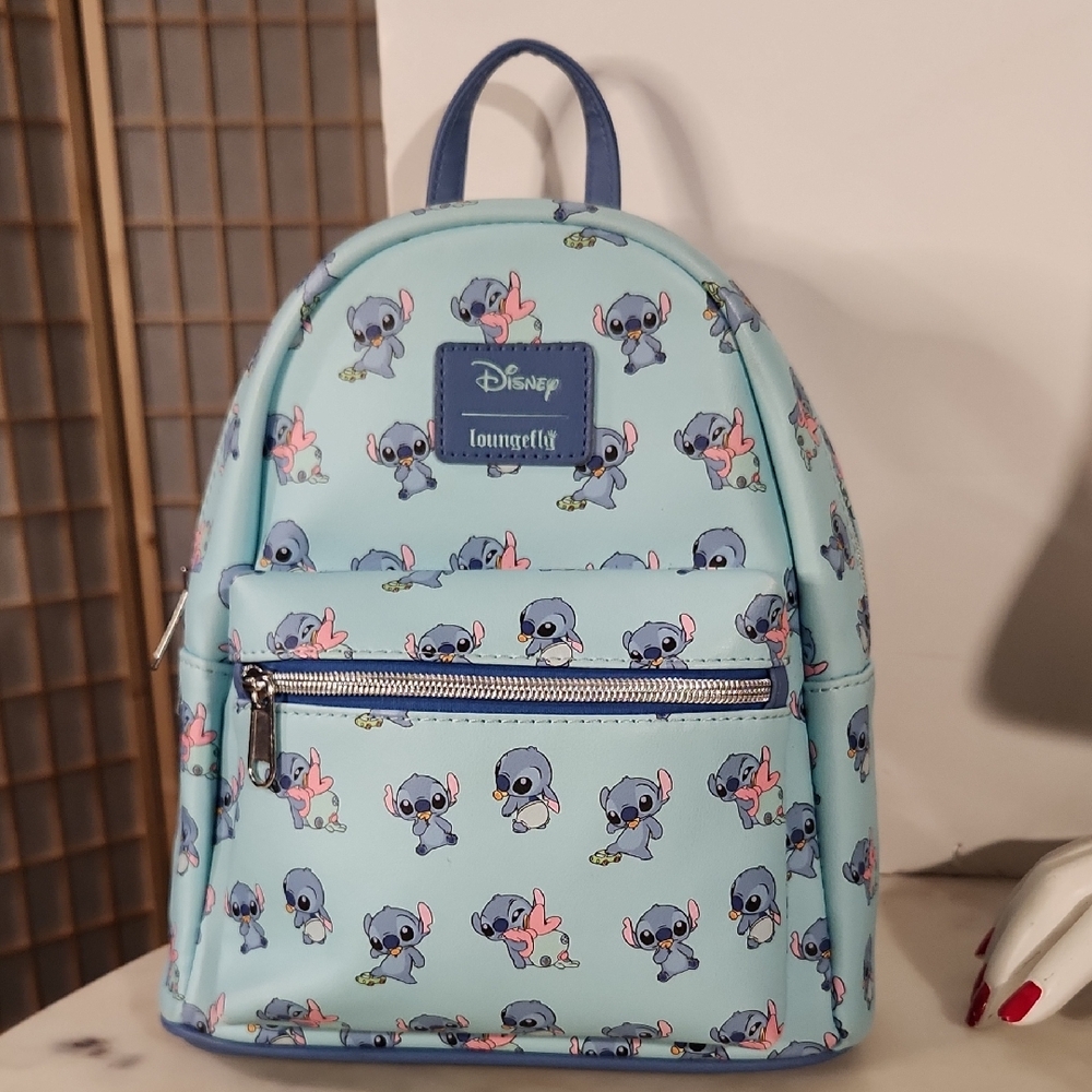 Loungefly Disney Stitch Kids Backpack - Light Blue and Pink